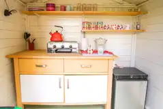 Private equipped kitchen huts with a hob and fridge Private equipped kitchen huts with a hob and fridge