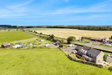 Aerial of Bolbec Manor Campsite with North Pennine views