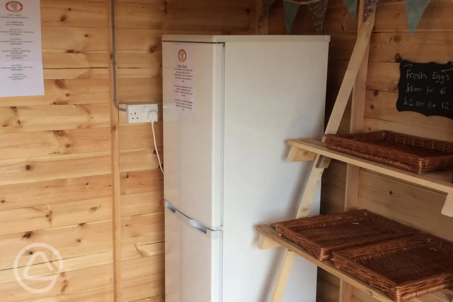 Shed with free to use fridge freezer