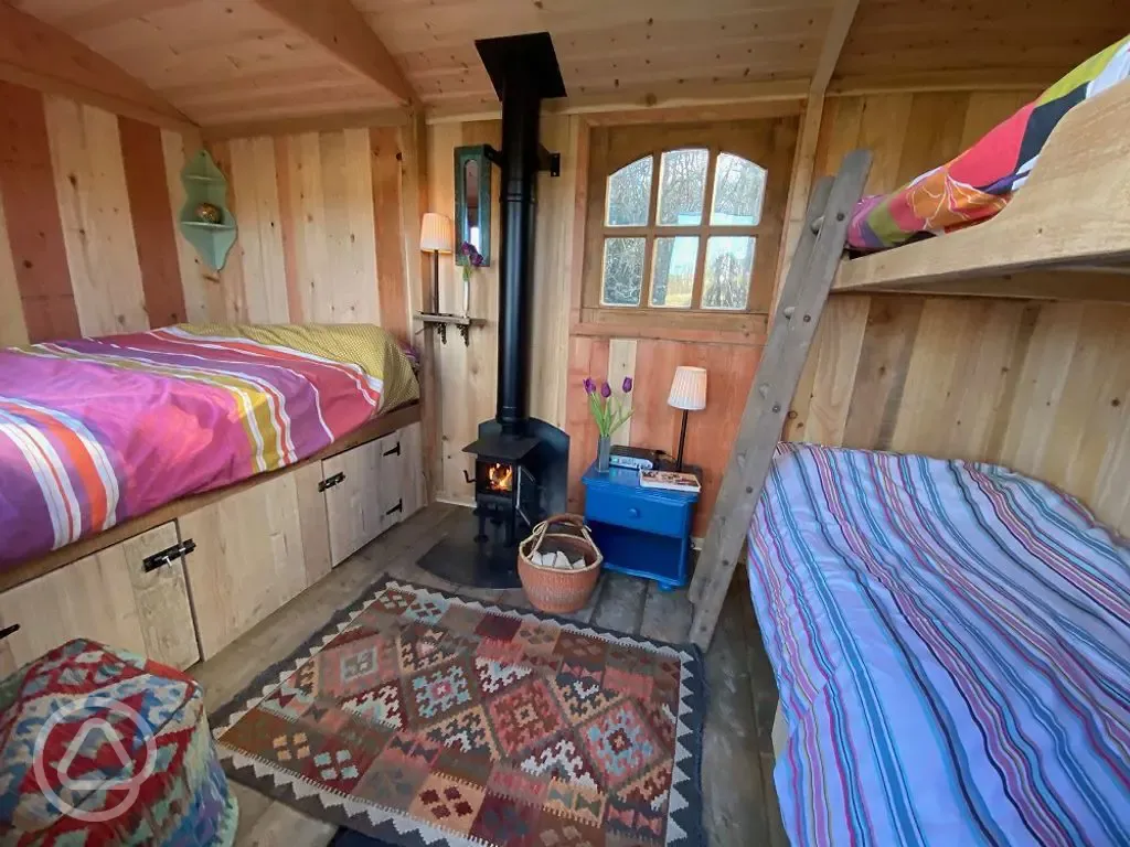 Shepherd's hut interior 