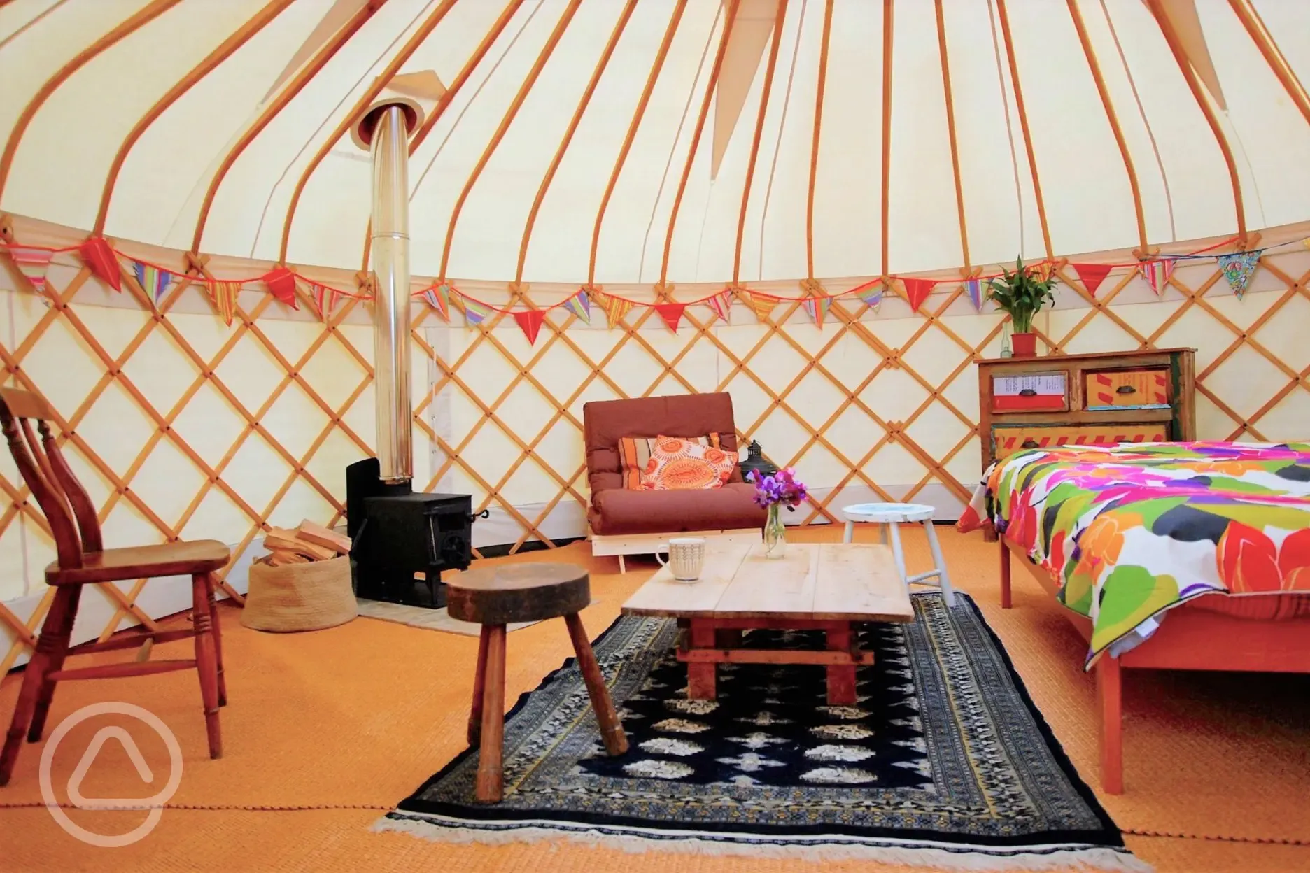 Interior of a yurt