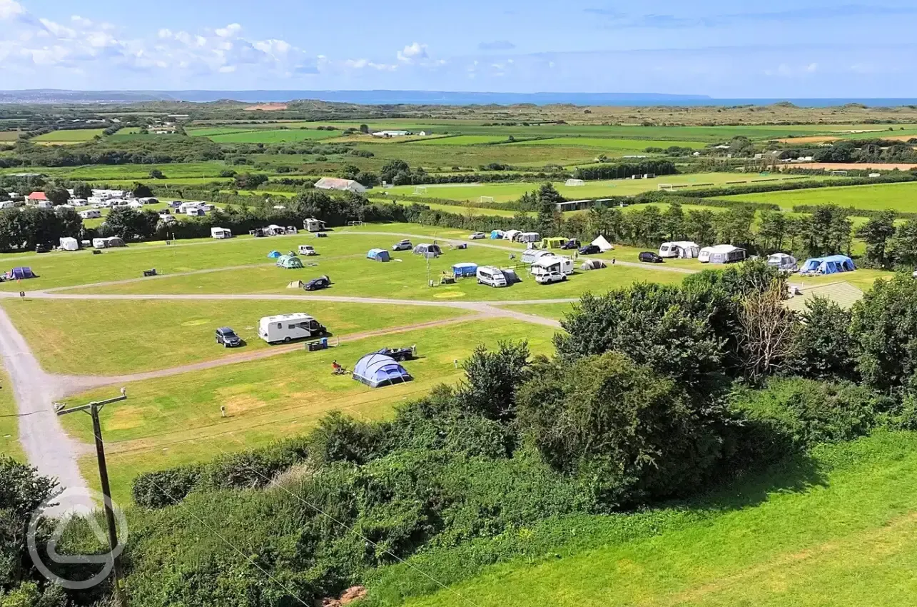 Aerial of the site and views to Saunton Sands