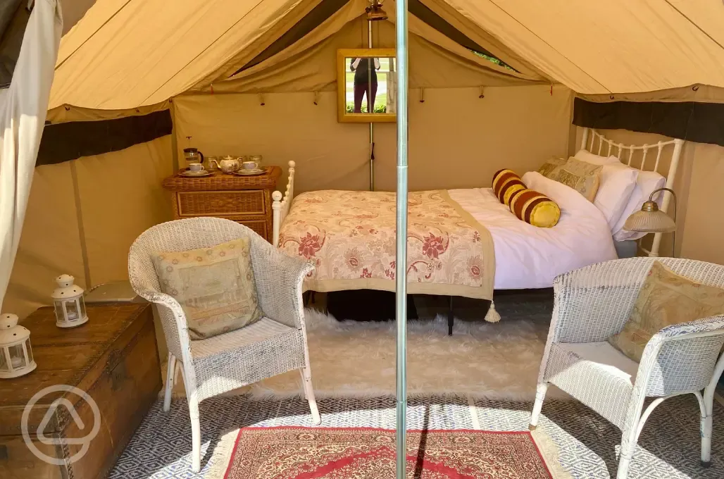 The View furnished bell tent interior