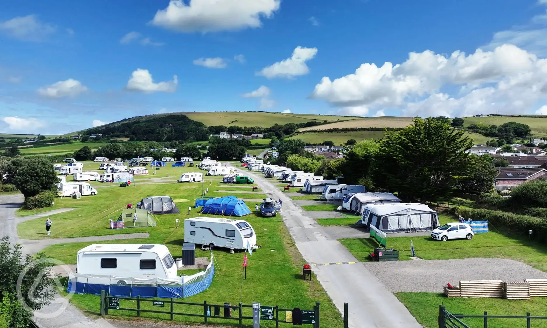 Aerial of the electric hardstanding pitches