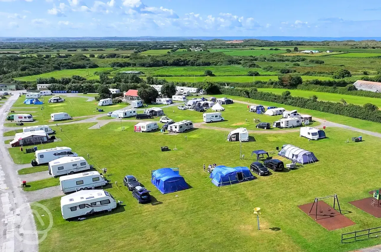 Aerial of the site and views to Saunton Sands