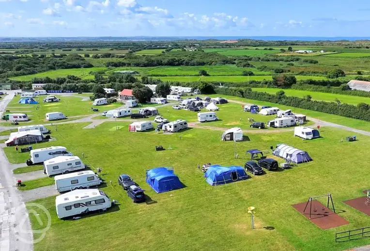 Aerial of the site and views to Saunton Sands