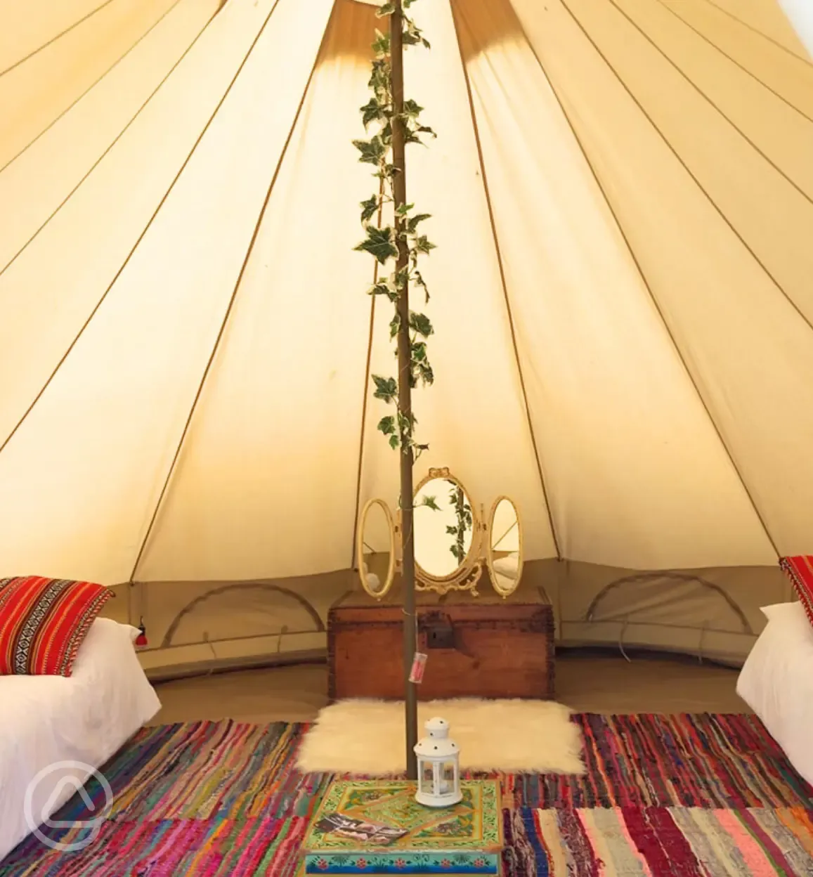 Furnished bell tent interior