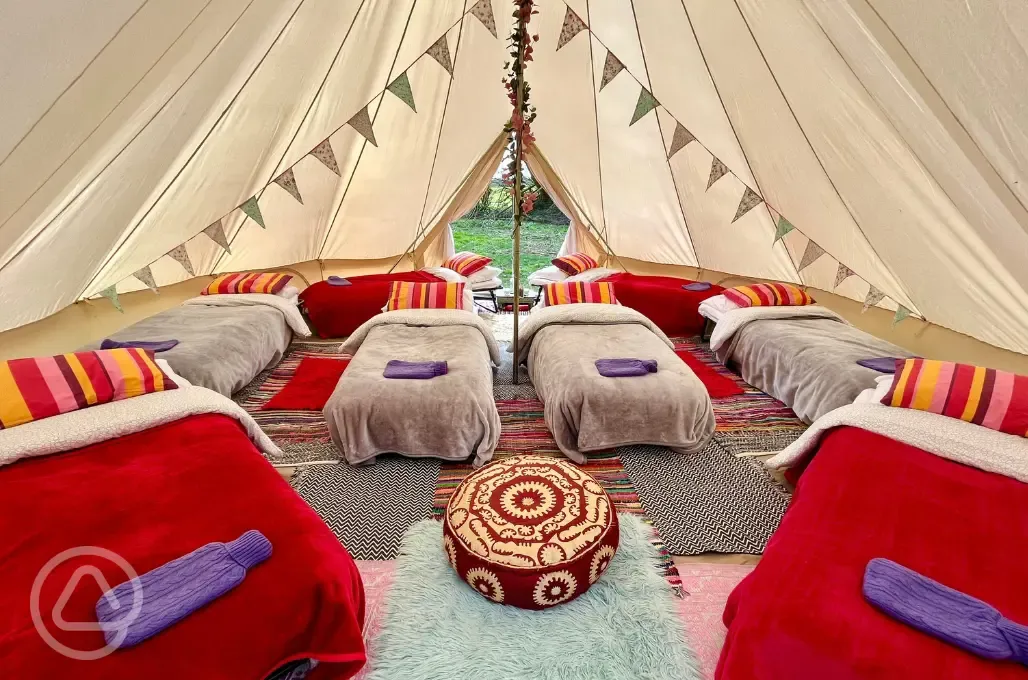 Furnished bell tent interior