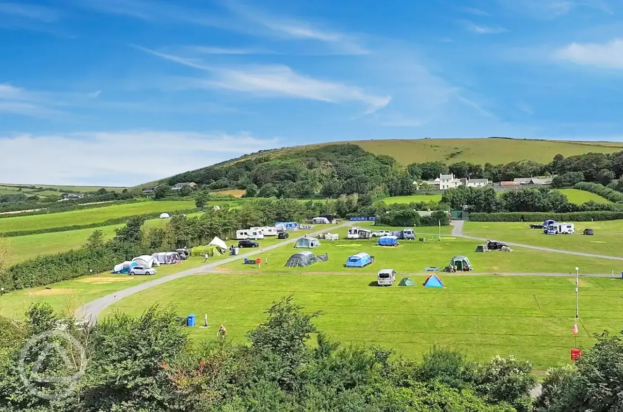 Aerial view of grass pitches