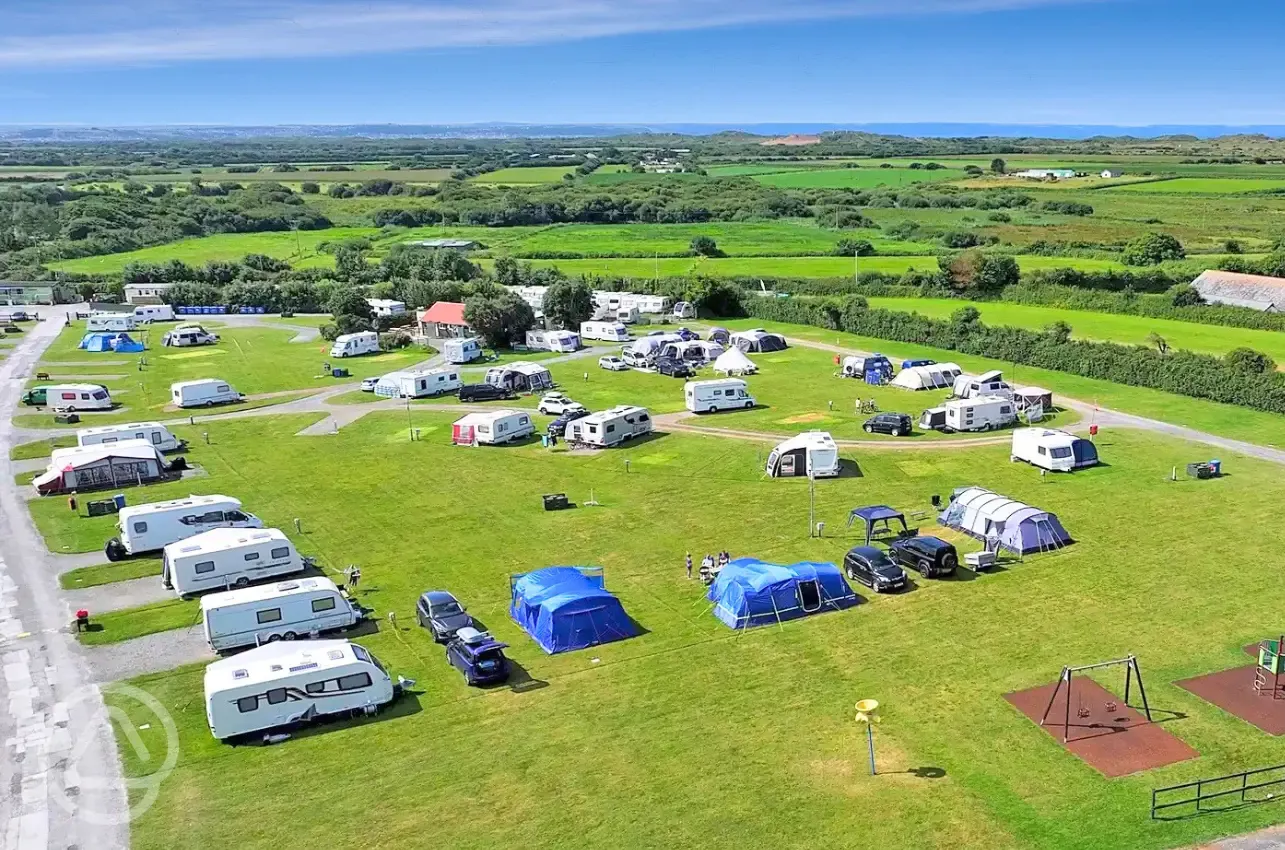 Aerial of the site and views to Saunton Sands