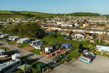 Aerial of the facilities area and resident food trucks