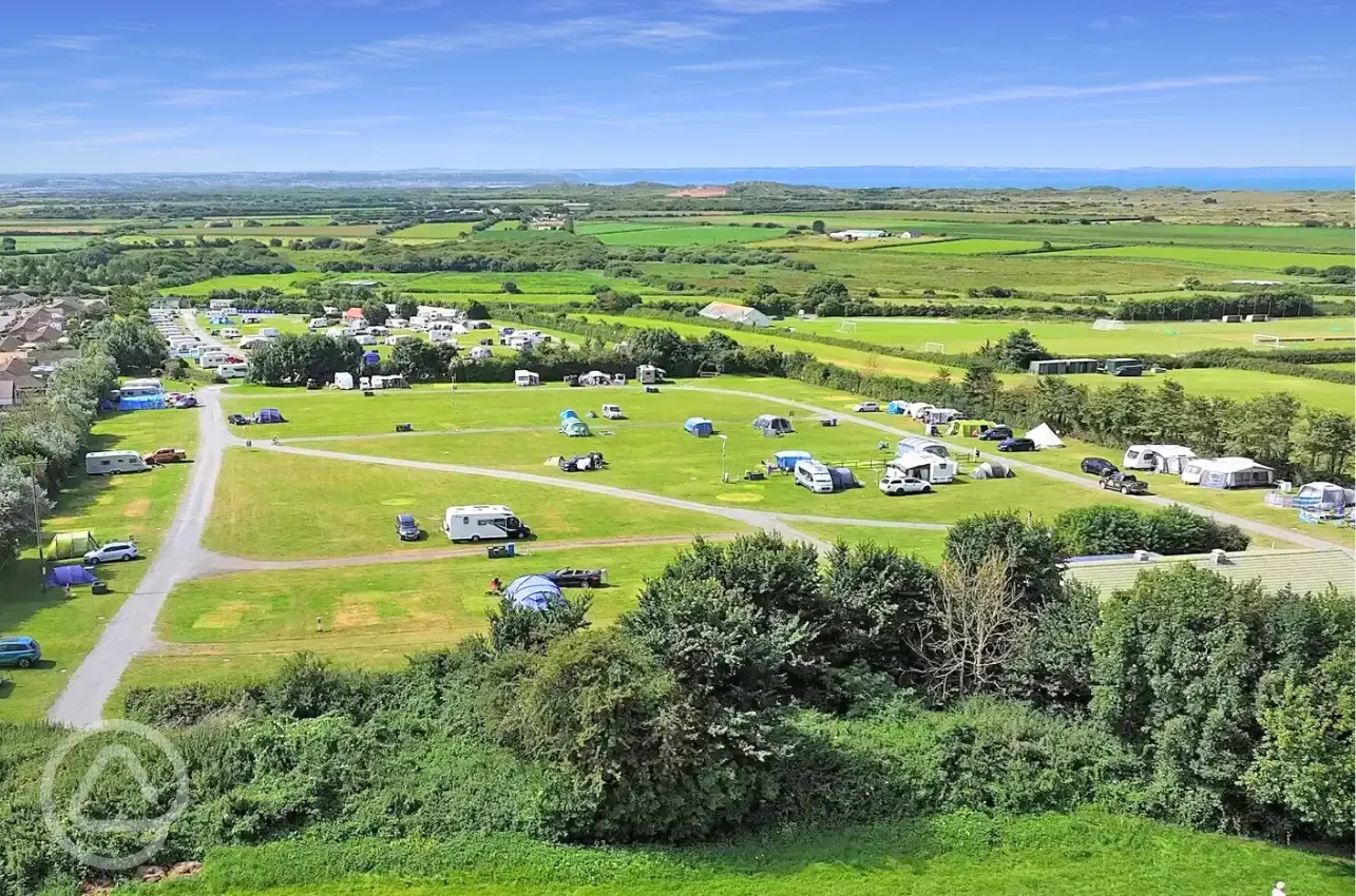 Aerial of the site and views to Saunton Sands