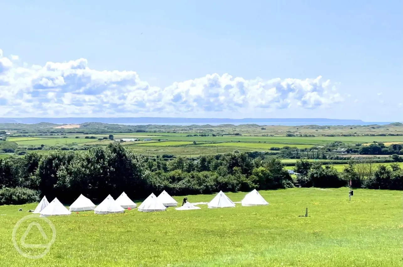 Bell tents and views to Saunton Sands