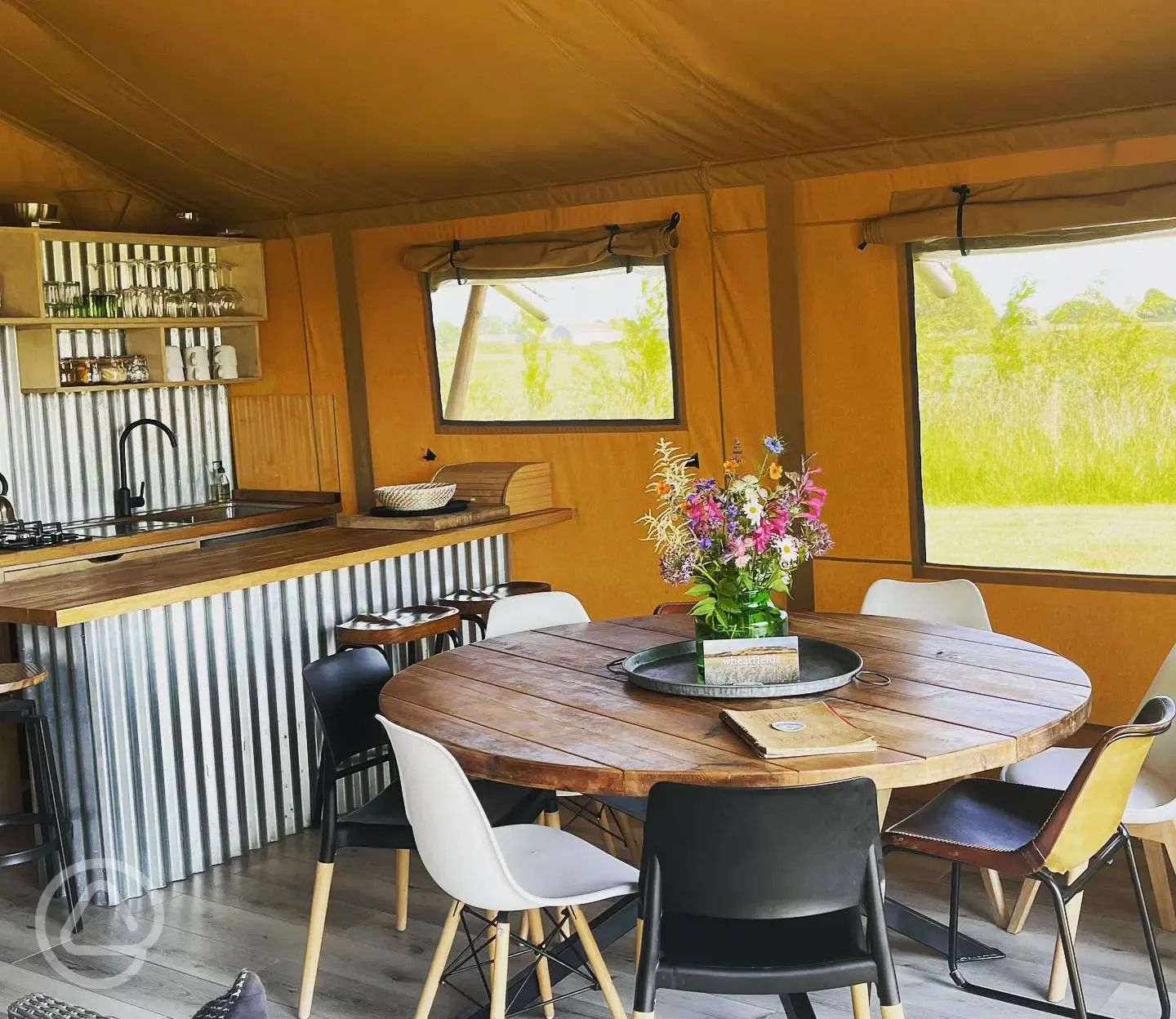 Skylark safari tent dining area