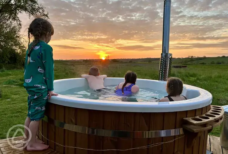 Safari tent hot tub