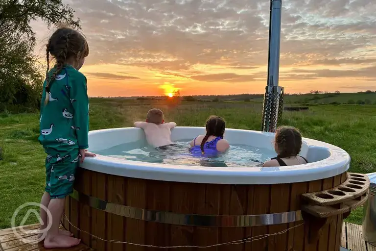 Safari tent hot tub