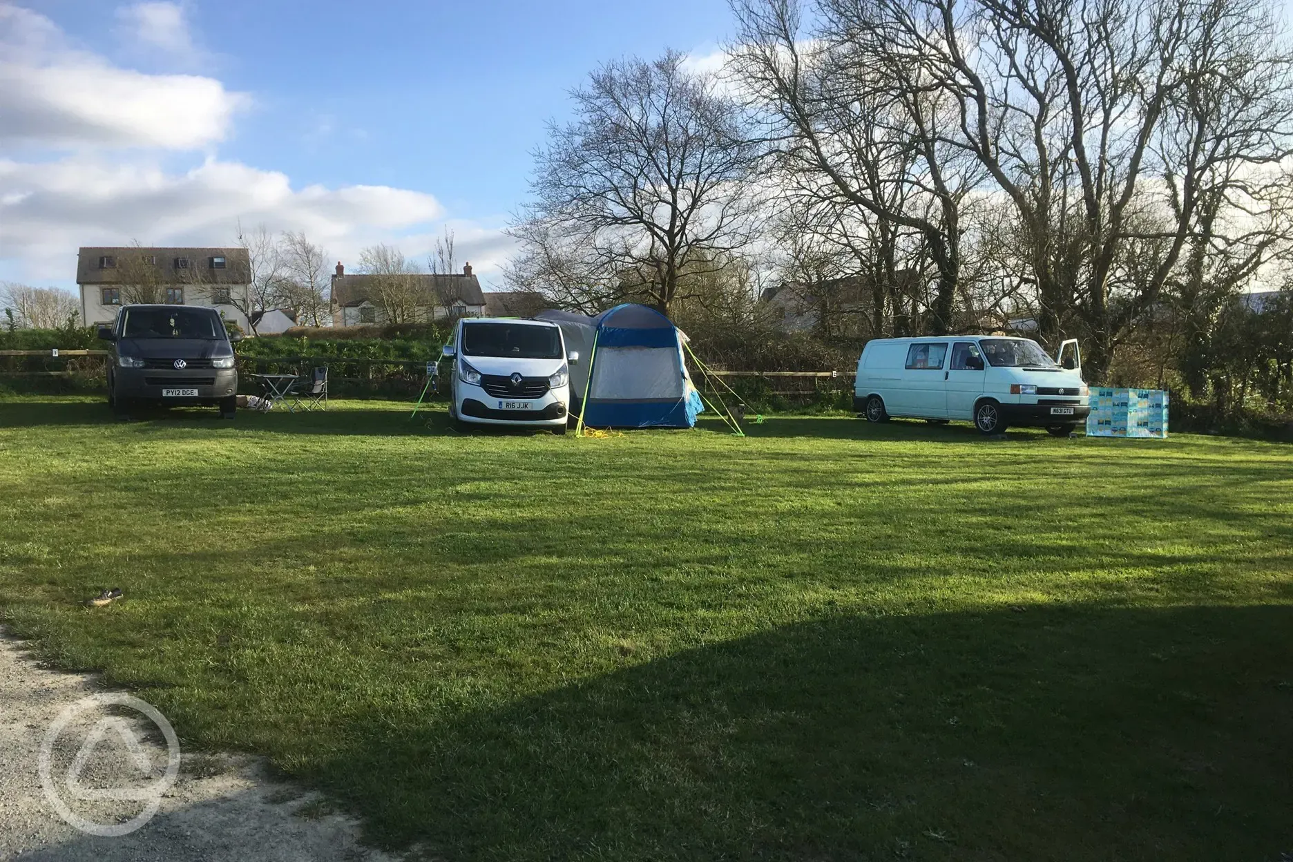 Panoramic pitches for small campervans and tents. EHU optional