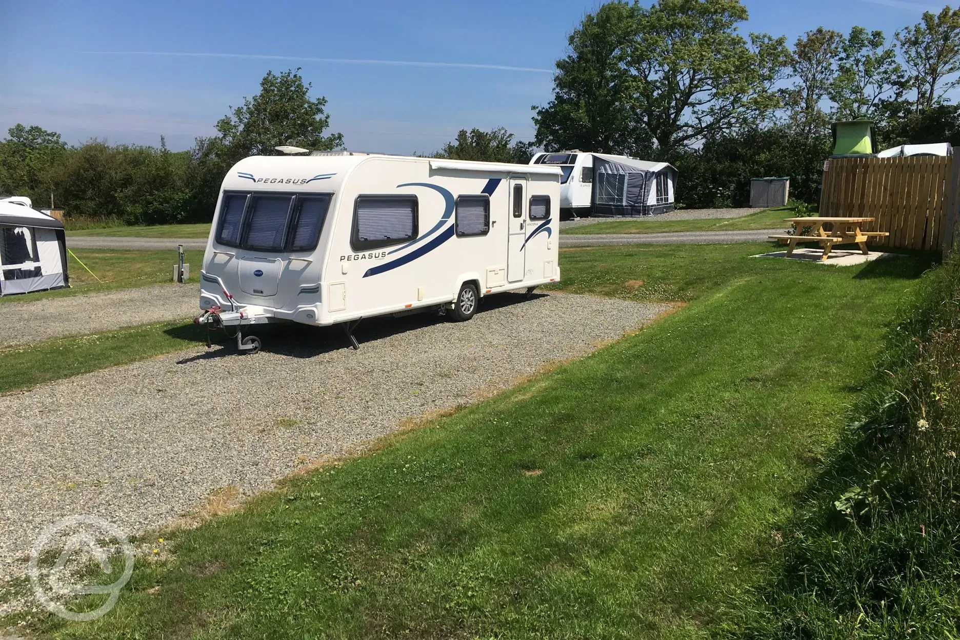 Pendine fully serviced pitches. All with picnic benches. 16amp EHU