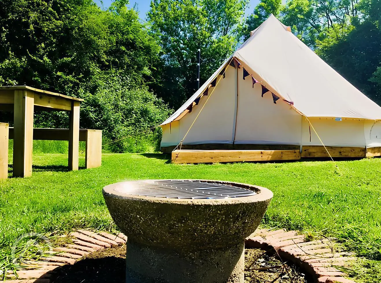 Bell tent and fire pit