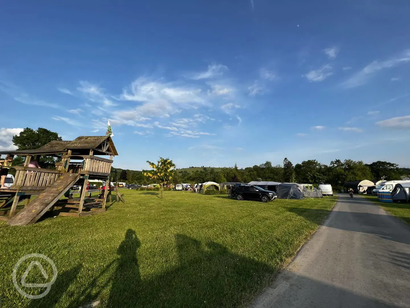 Children's playground and views of the grass pitches