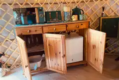 Yurt fridge and tea/coffee making facilities
