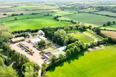 Aerial of The Grange Camping and Caravan Park with a garden centre