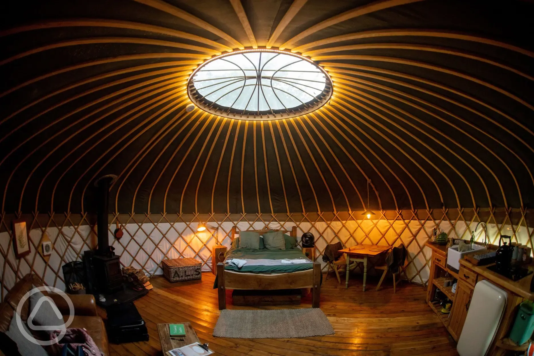 Inside the yurt