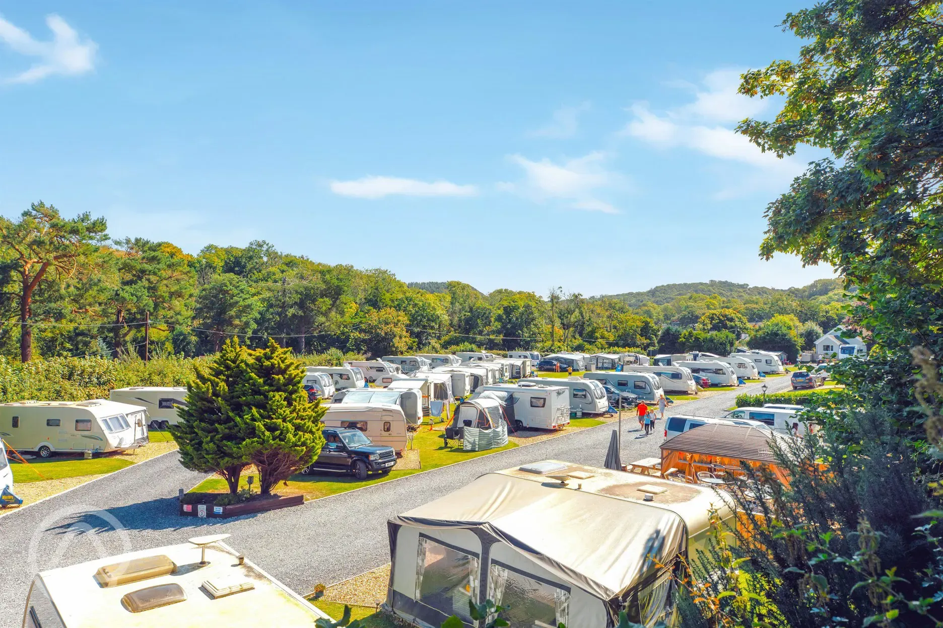 Aerial of Wern Mill's touring pitches