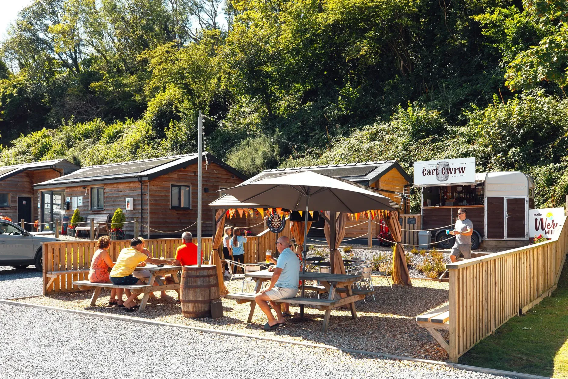 Bar and café featuring a sheltered outdoor seating area