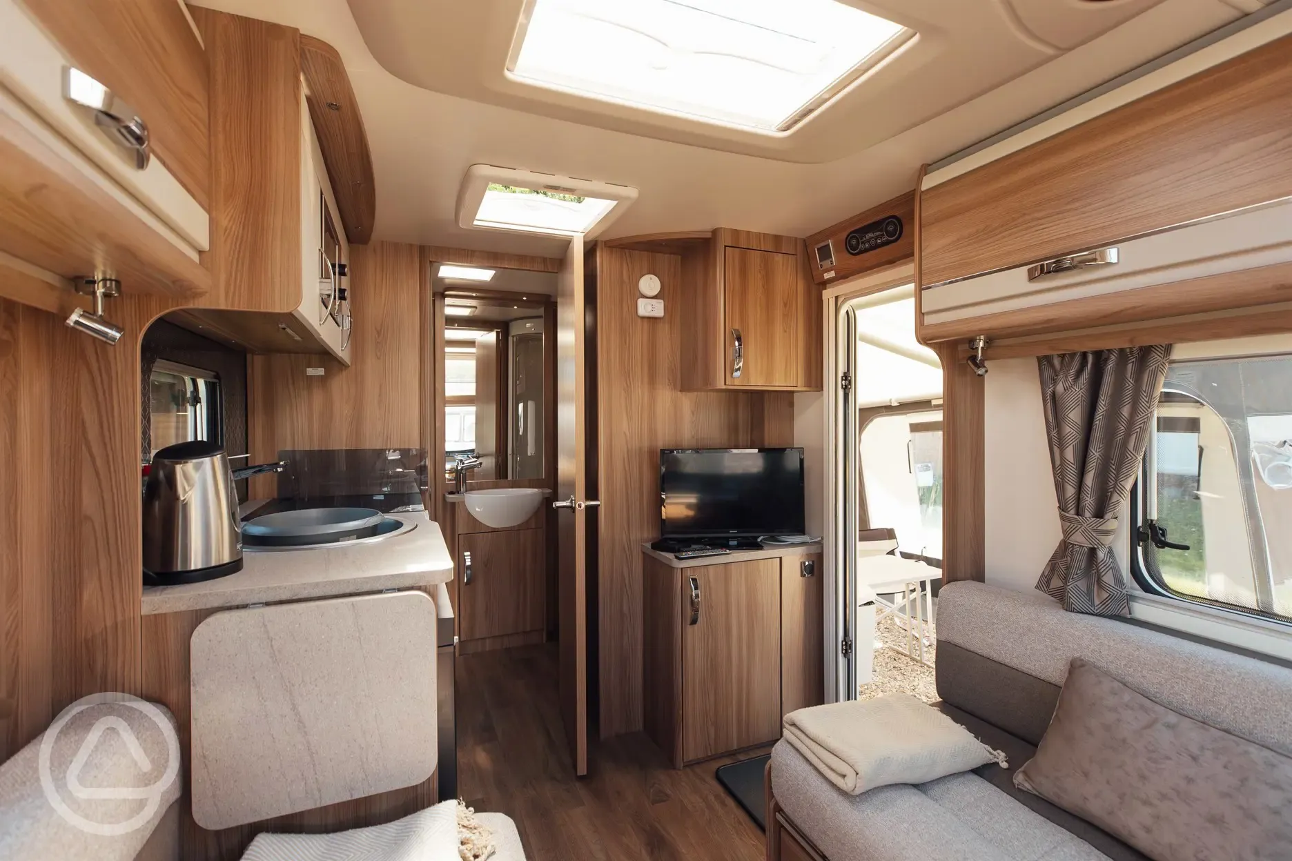 Static touring caravan for hire - seating