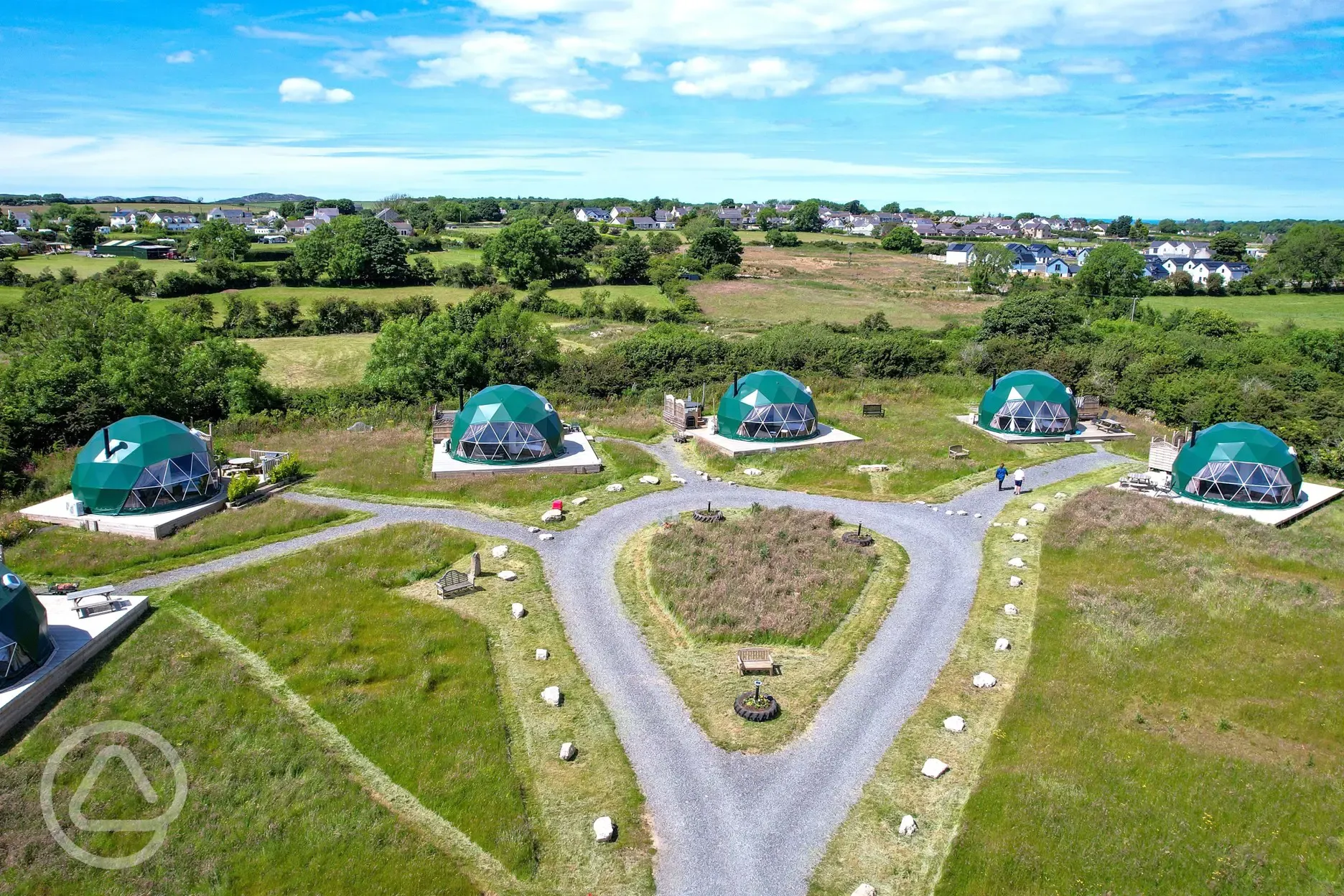 Aerial of the geodomes