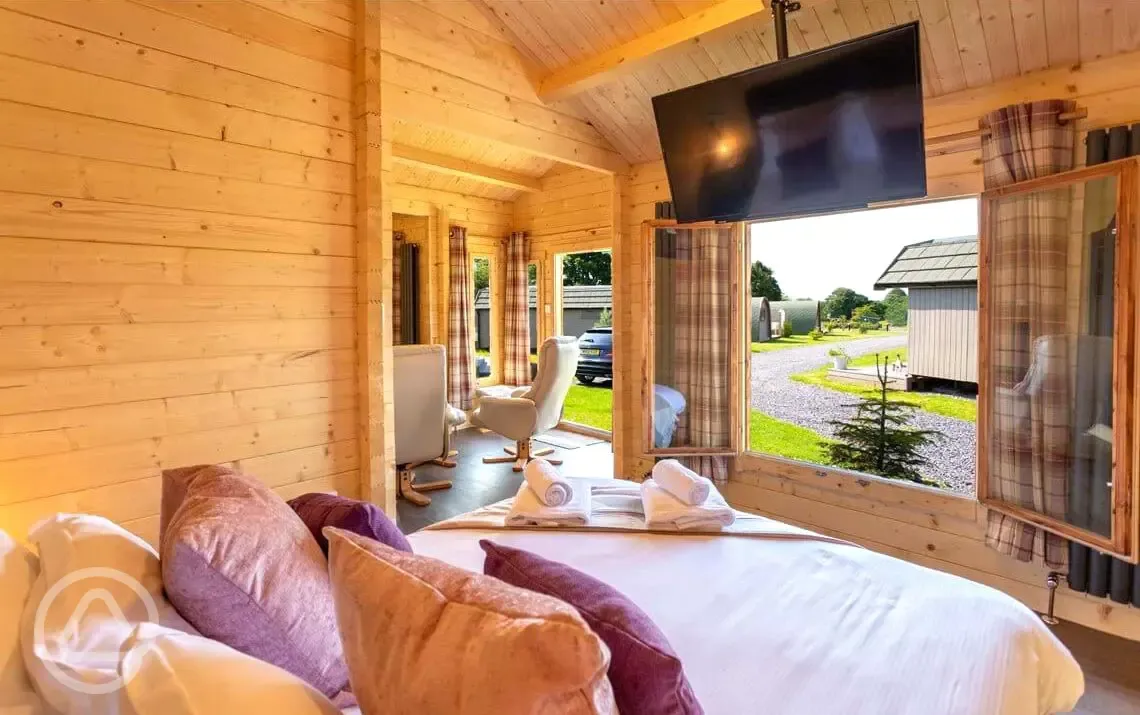 Super ensuite glamping pod interior