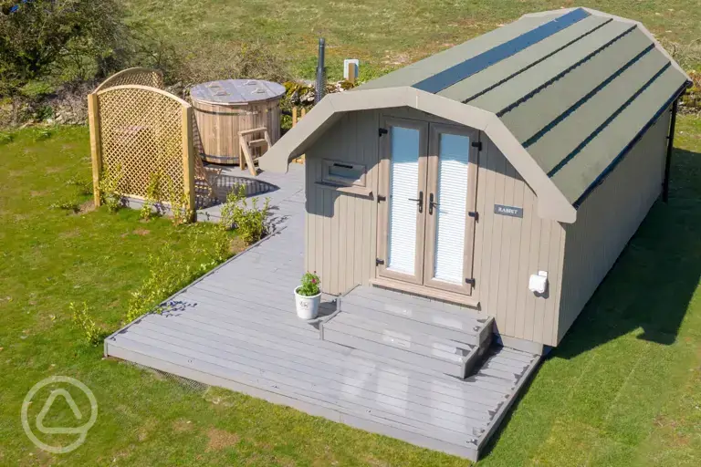 Elite ensuite glamping pod with wood-fired hot tub