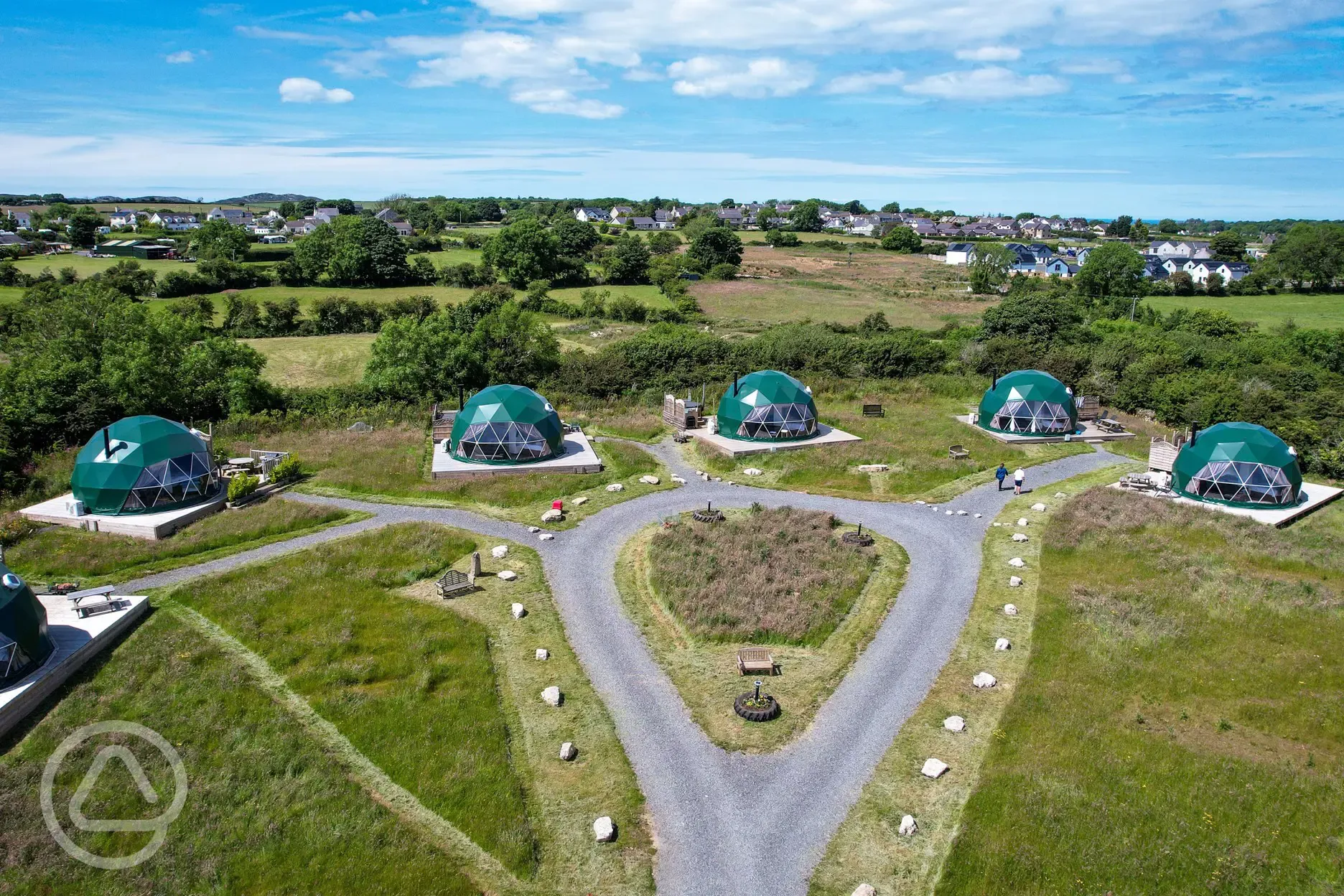 Aerial of the geodomes