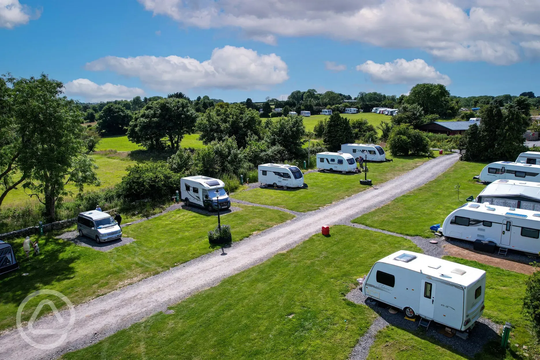 Overview of the fully serviced hardstanding and grass pitches