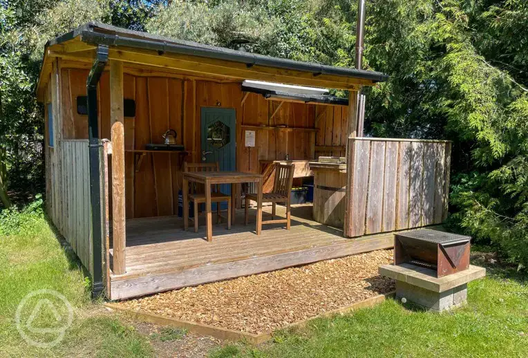 Woodpecker blue cabin