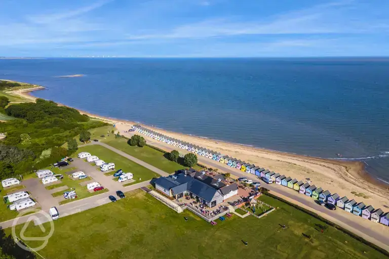 Aerial of the site and West Mersea Beach