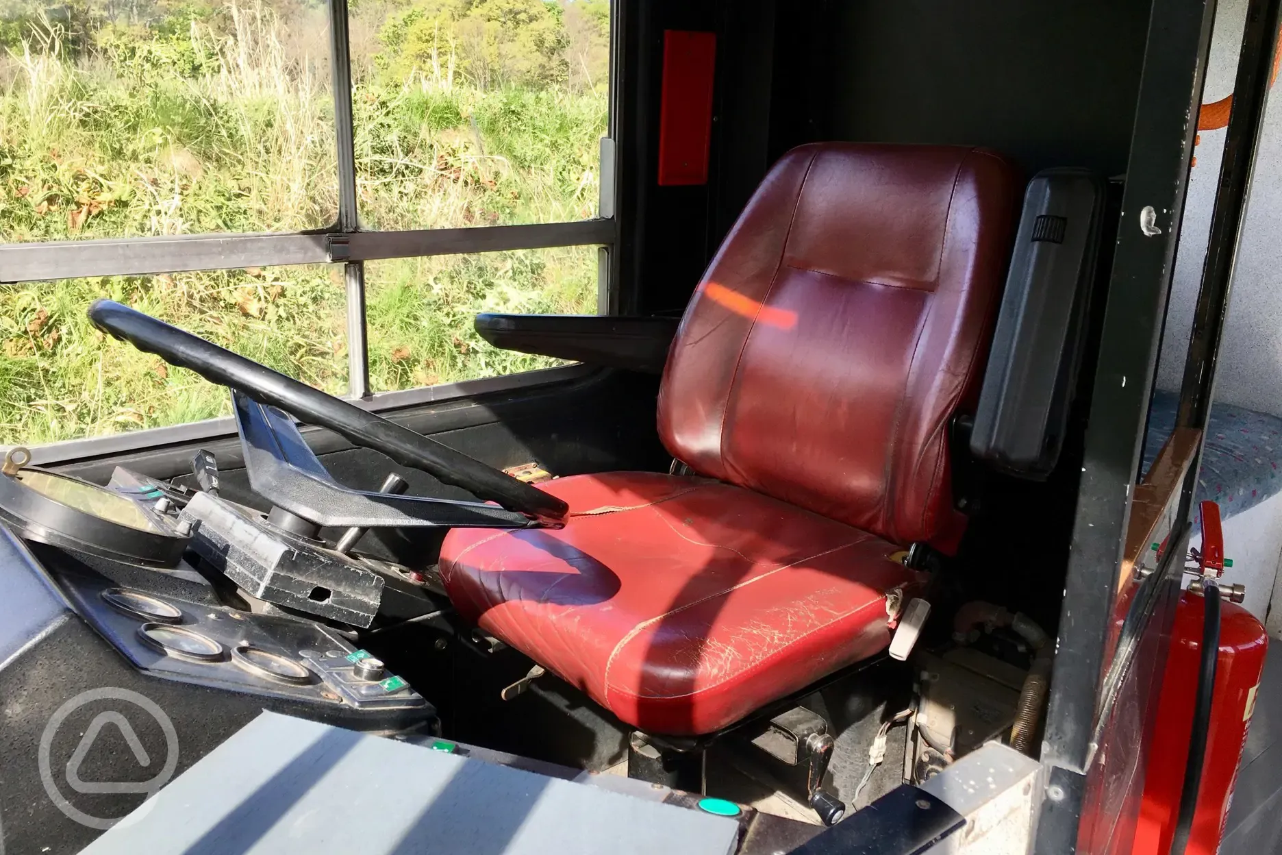 Eco bus drivers seat at The Bus Stop