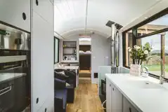 Luxury glamping bus (two person) interior at The Bus Stop
