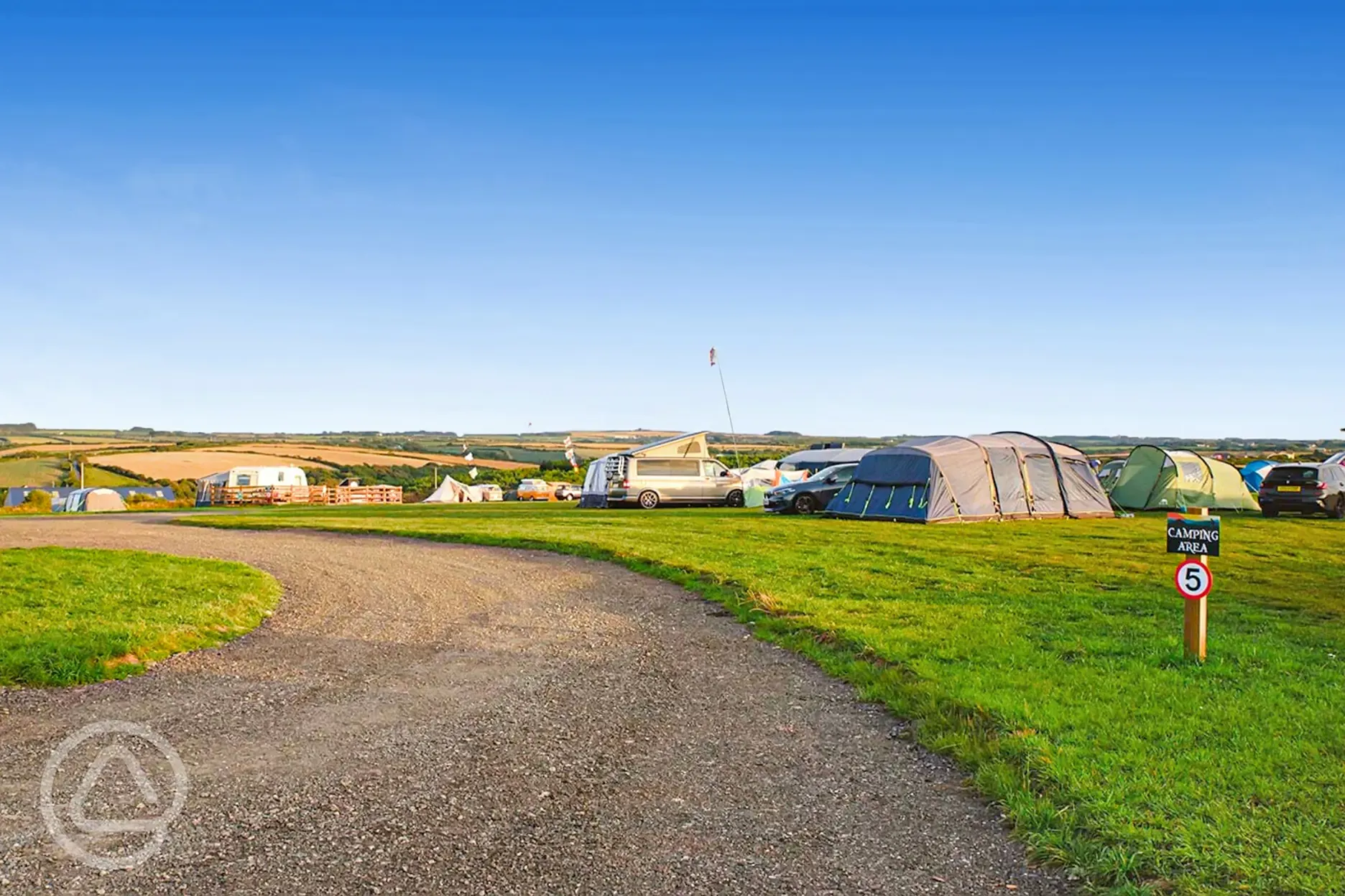 Grass pitches at Anchor Barrow Campsite