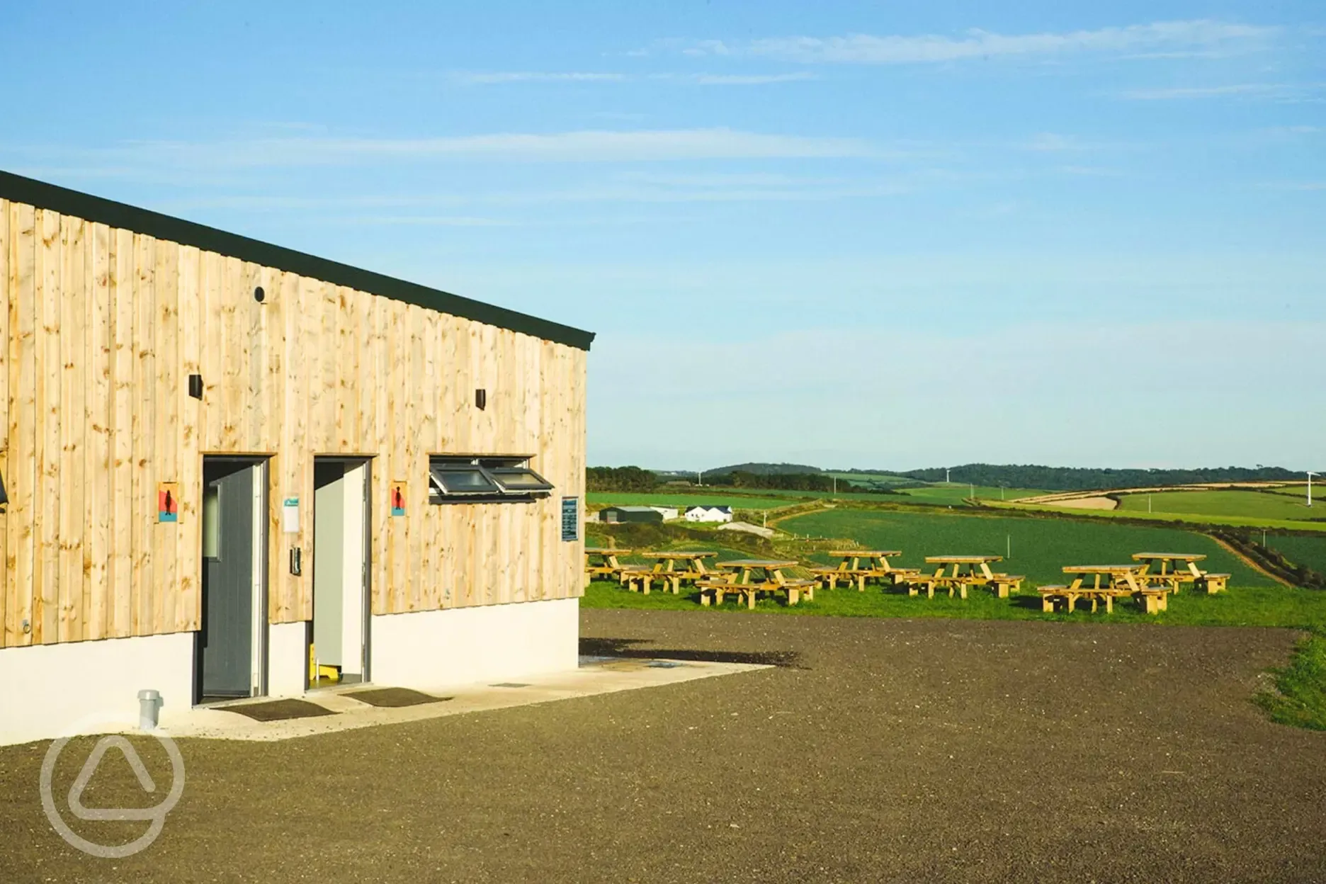 Facilities block with outdoor bench 