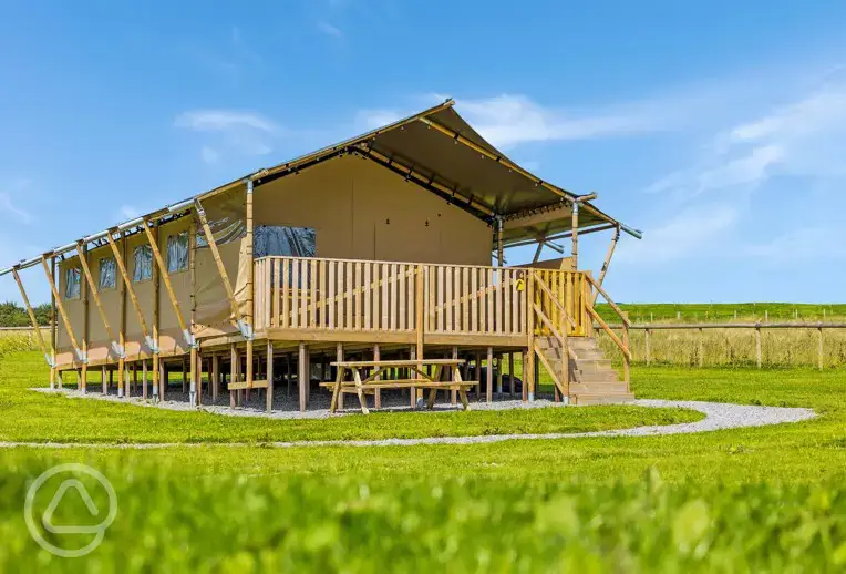 Safari tents with raised outdoor decks