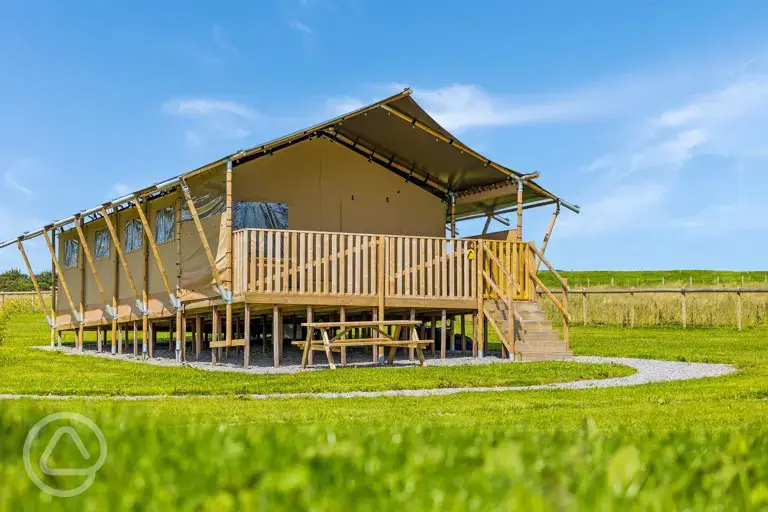 Safari tents with raised outdoor decks