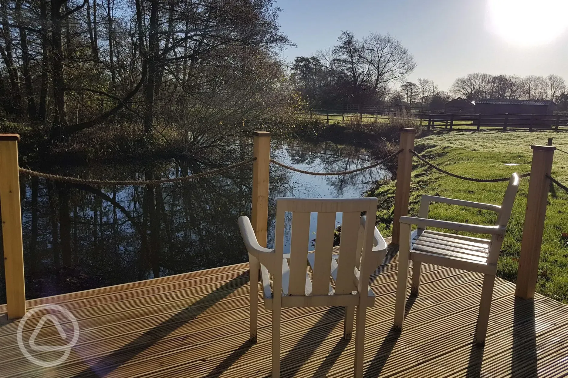 Outdoor seating area by the water