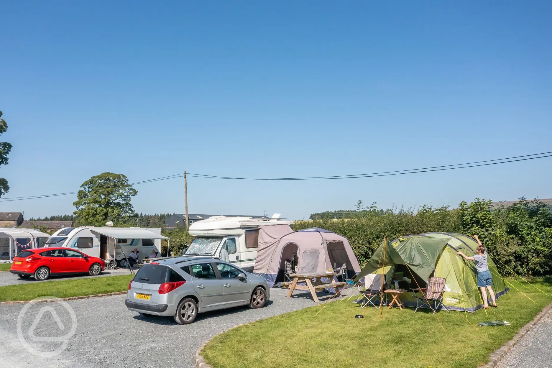 Fully serviced hardstanding touring pitches