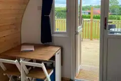 Rosy glamping pod seating area and views - pet free Rosy glamping pod seating area and views - pet free