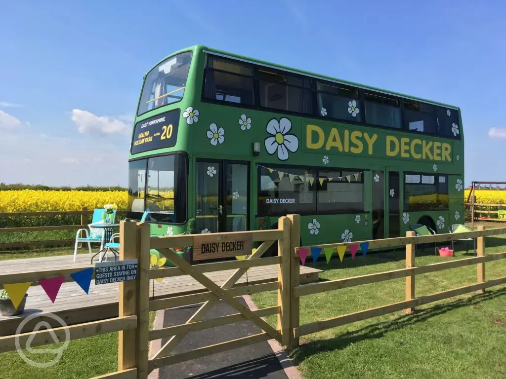 Double decker glamping bus