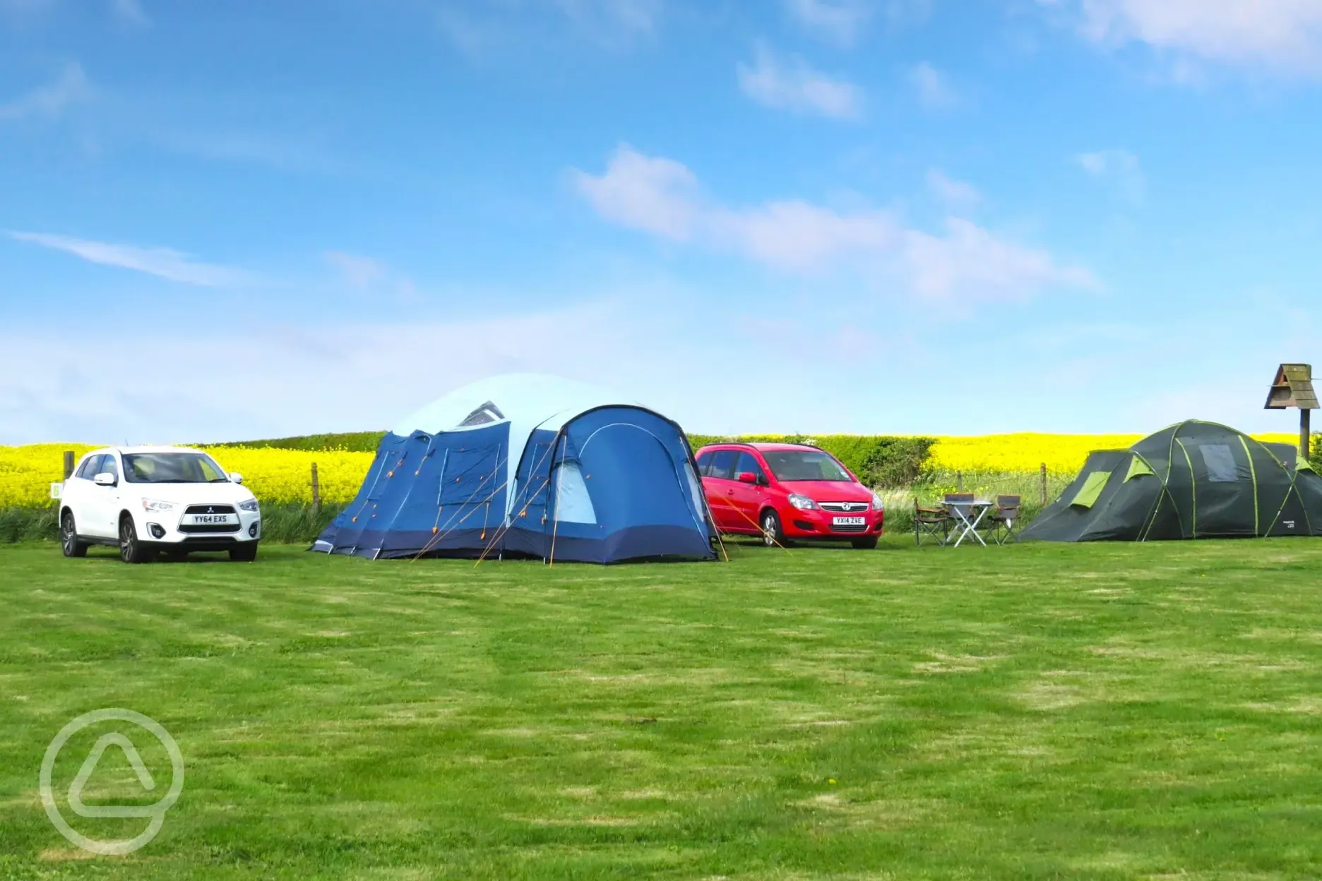 Grass tent pitches 