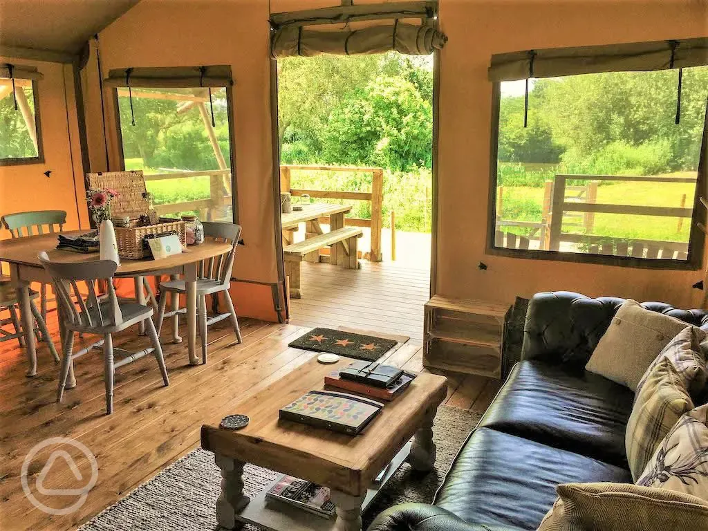 Safari lodge tent interior 