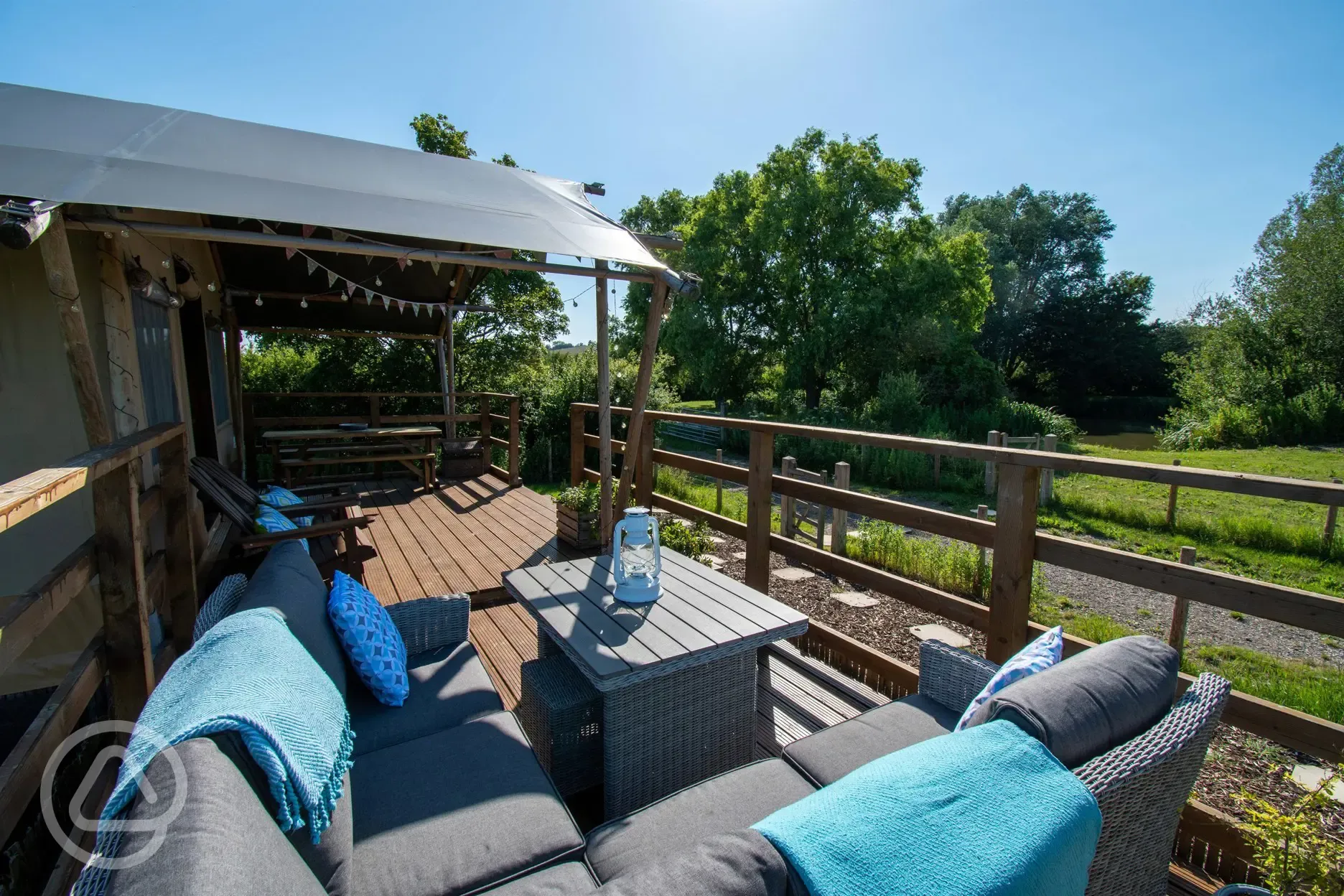 Safari lodge tent decking area and seating